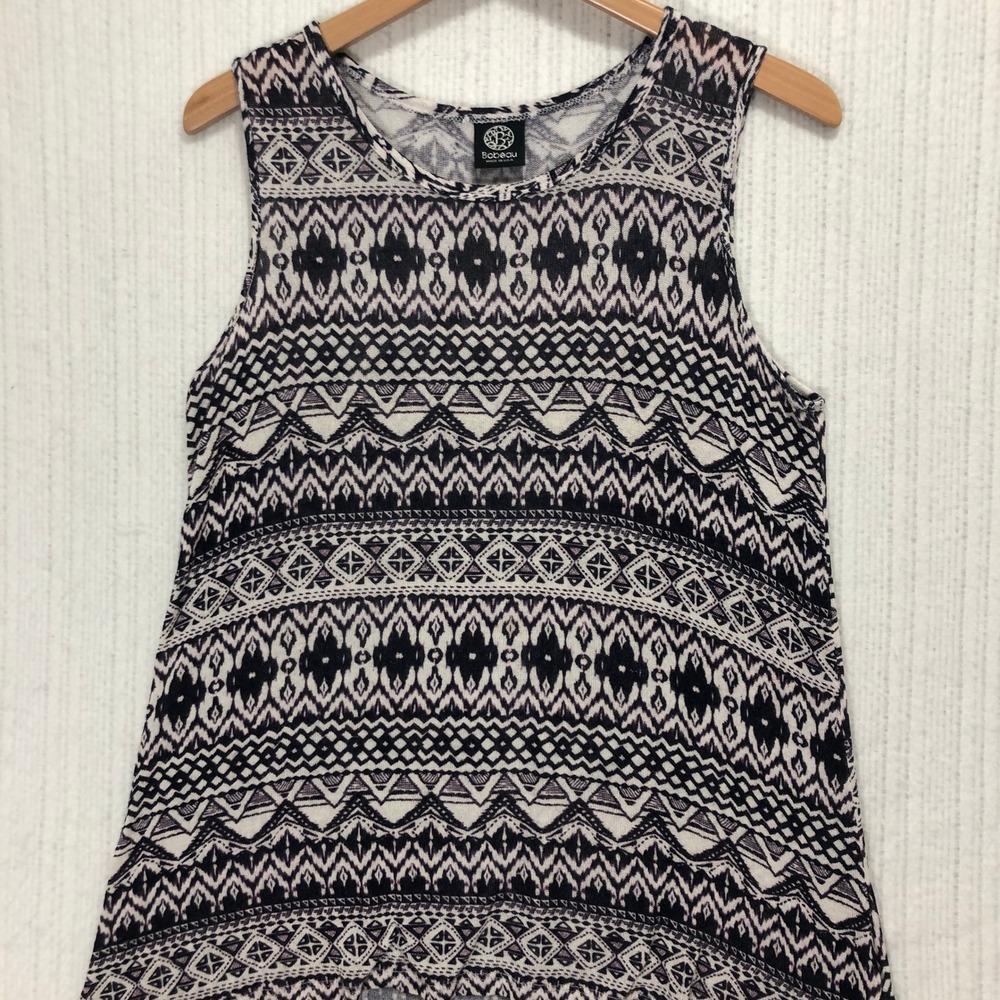 Bobeau Sleeveless Tank Top Geometric Print Casual Top Made in USA Women's Size L